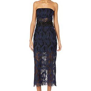 NWT ABS Allen Schwartz Strapless Lace Gown